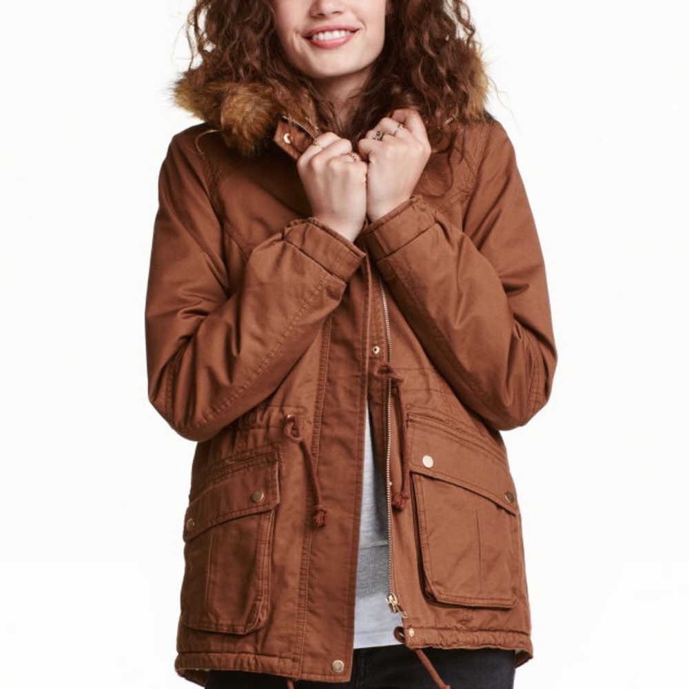 H&M Pile-lined parka - Rust brown